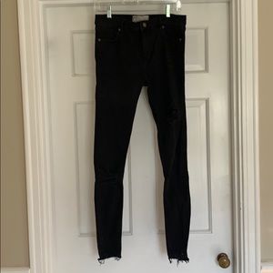 Free People Distressed Black Jeans